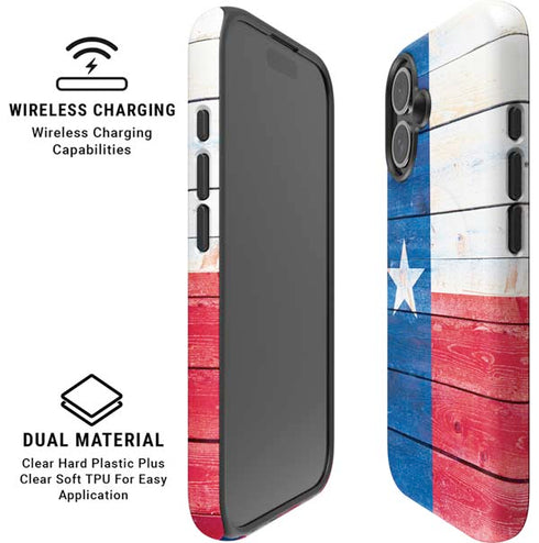 Texas Flag Light Wood iPhone 16 Plus Magsafe Impact Case
